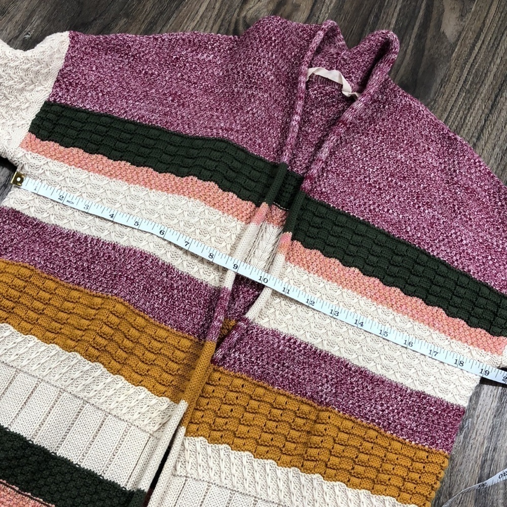 Soft Surroundings 100% Cotton Striped Maximalist Indie Knit Open Front Cardigan - Picture 7 of 12